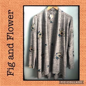 Fig and Flower Open Front Embroidered Cardigan 🌸